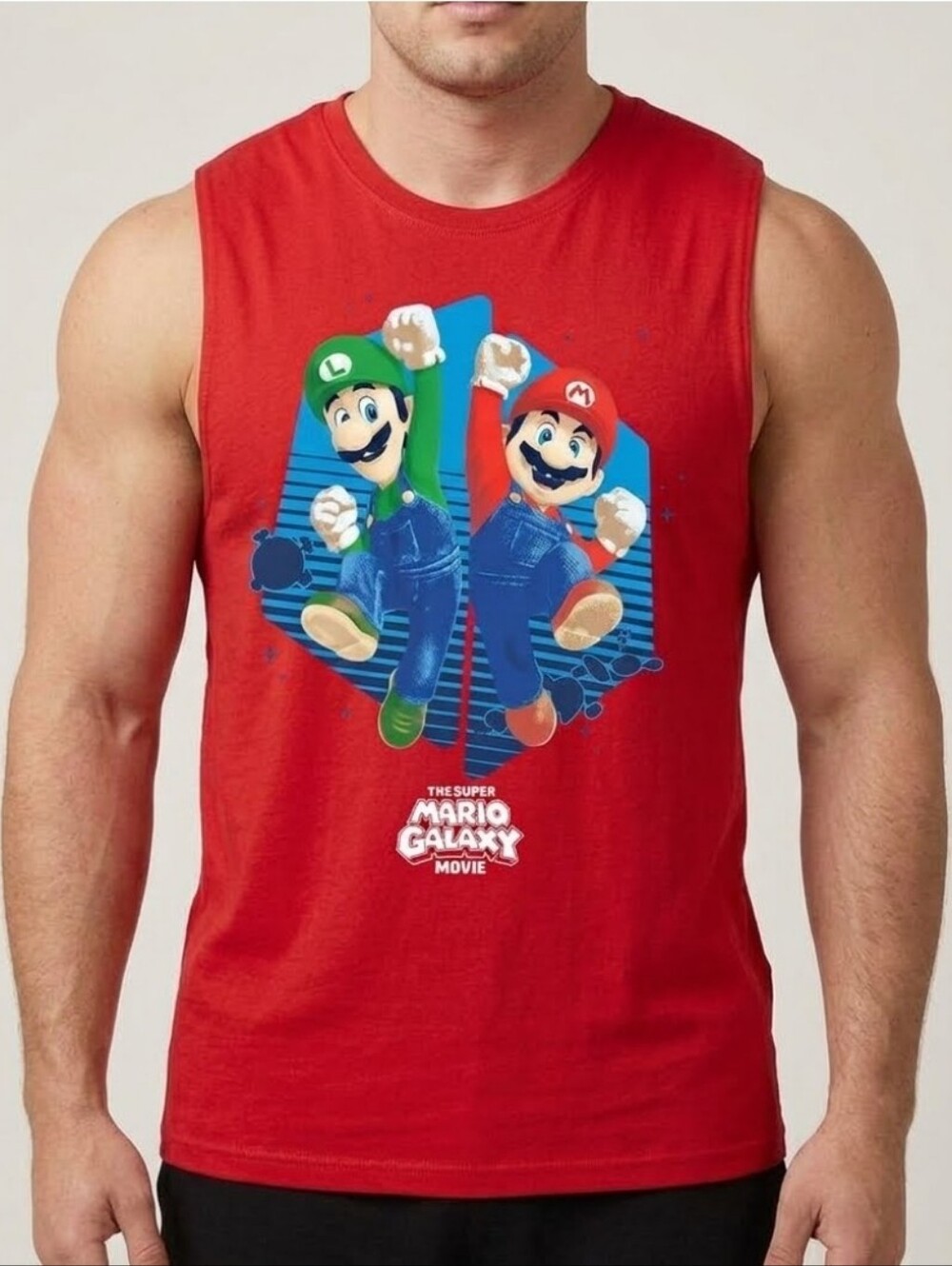 The Super Mario Galaxy Movie Graphic Muscle Tank Top Red Size XL